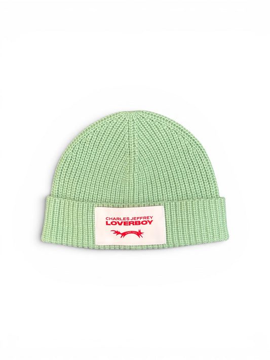 CHARLES JEFFREY LOVERBOY CHUNKY RIB BEANIE LIGHT GREEN