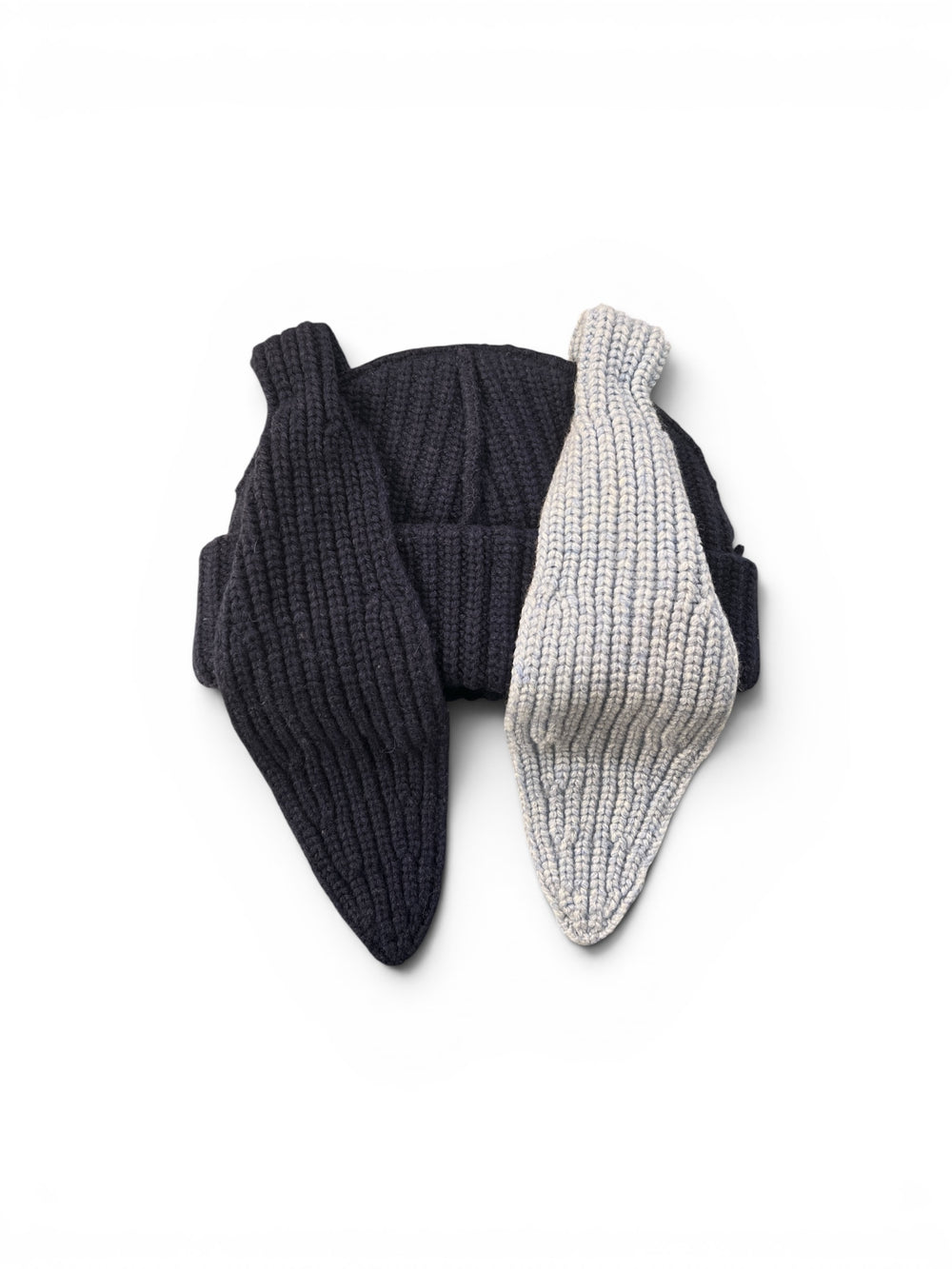 CHARLES JEFFREY LOVERBOY CHUNKY RABBIT BEANIE NAVY + LIGHT BLUE