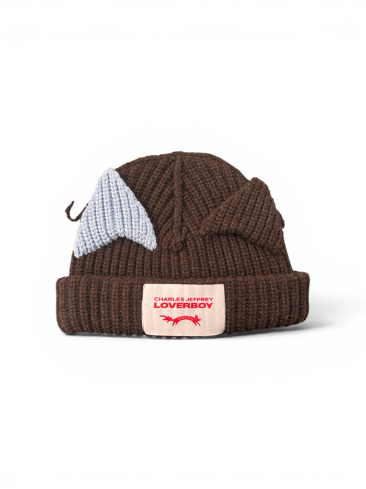 CHARLES JEFFREY LOVERBOY CHUNKY EARS BEANIE BROWN + LIGHT BLUE