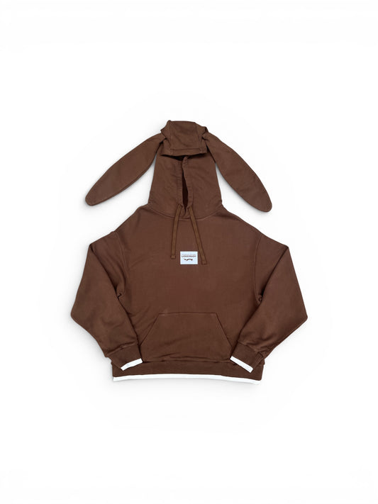 CHARLES JEFFREY LOVERBOY RABBIT EARS HOODY BROWN + LIGHT BLUE