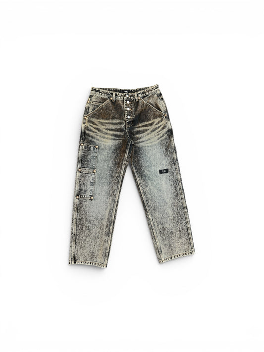 THUG CLUB IRON FADED DENIM PANTS BLUE
