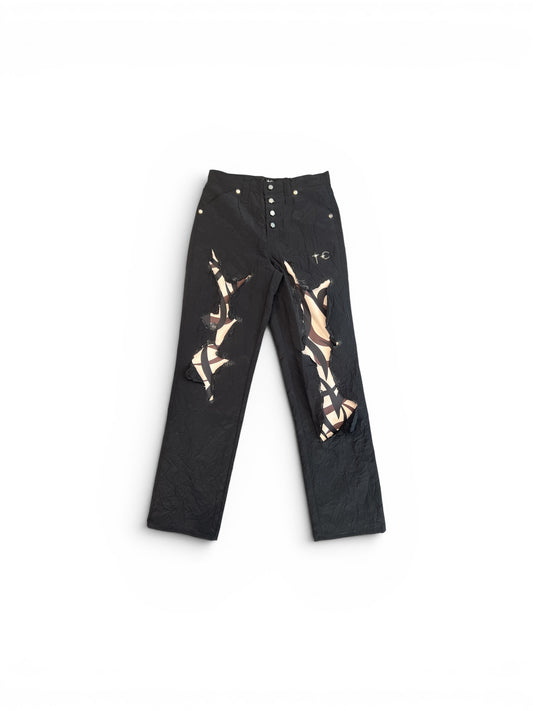 THUG CLUB BURNT TRIBAL CAMO PANTS BLACK (PT1002)