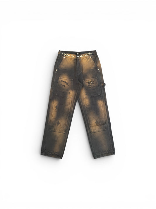 THUG CLUB TC TWO TONE WASHED PANTS RUST BLACK (PT0404)