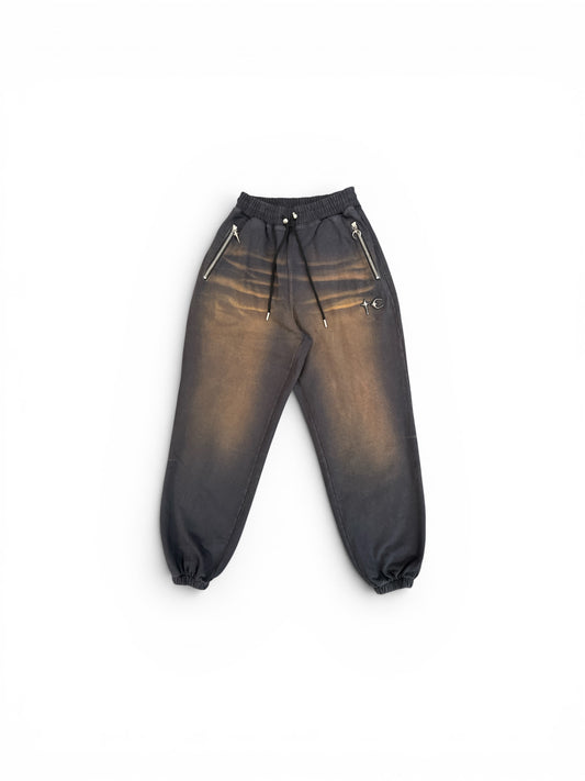 THUG CLUB TC TWO TONE WASHED JOGGER PANTS RUST BLACK (PT0303)