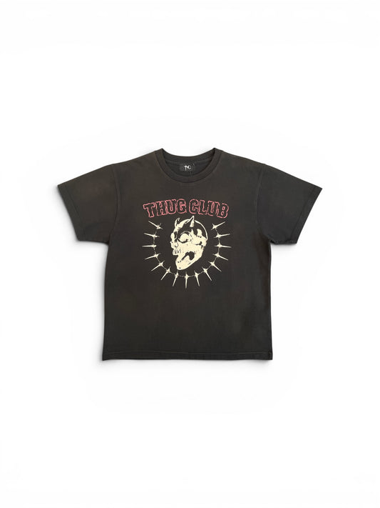 THUG CLUB VINTAGE RIDING SKULL T-SHIRT BLACK (TS0402)