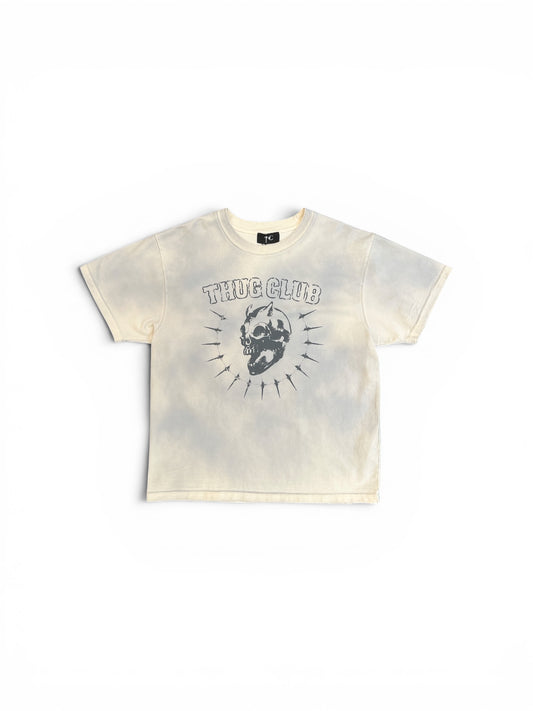THUG CLUB VINTAGE RIDING SKULL T-SHIRT CREAM