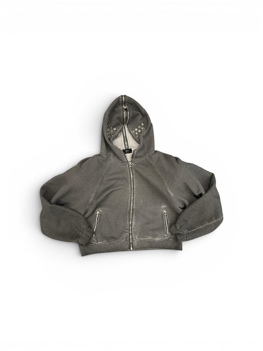 THUG CLUB BULK SHOULDER GLADIATOR ZIP-UP HOODIE CHARCOAL