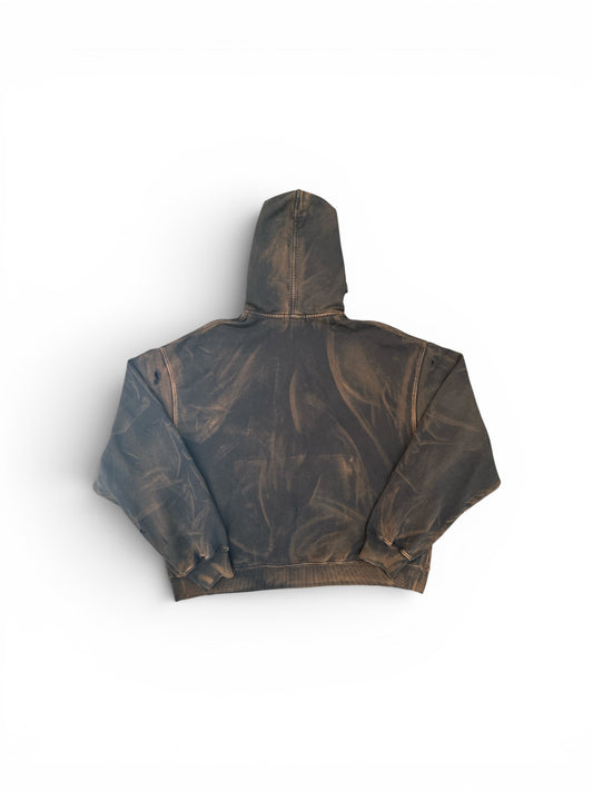 THUG CLUB TC TWO TONE WASHED ZIP-UP HOODIE RUST BLACK