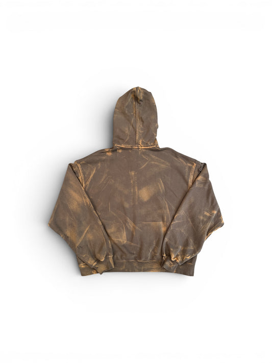 THUG CLUB TC TWO TONE WASHED ZIP-UP HOODIE OLIVE