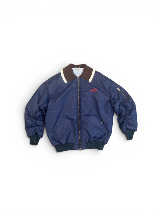 CHARLES JEFFREY LOVERBOY BOMBER JACKET WITH KNITTED COLLAR NAVY