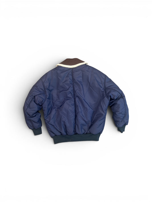 CHARLES JEFFREY LOVERBOY BOMBER JACKET WITH KNITTED COLLAR NAVY