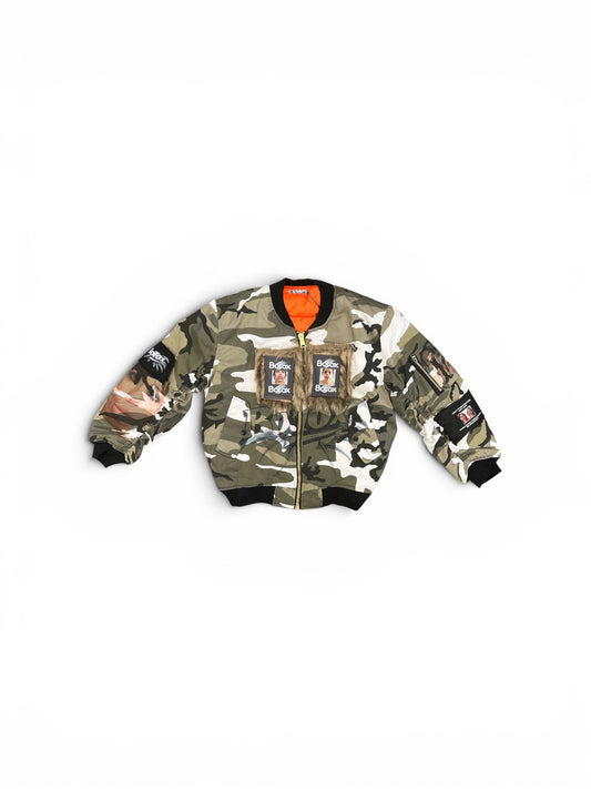 COUCOU BEBE PUSSY FACES BOMBER JACKET CAMO GREY