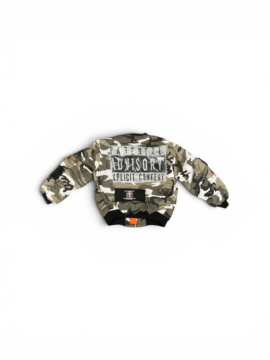 COUCOU BEBE PUSSY FACES BOMBER JACKET CAMO GREY