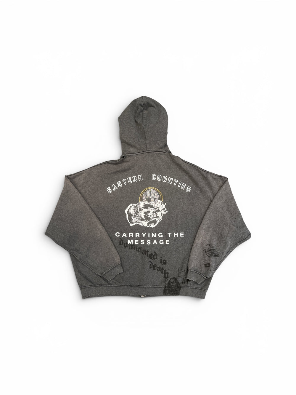 PALY CARRYING THE MESSAGE ZIP HOODIE VINTAGE BLACK