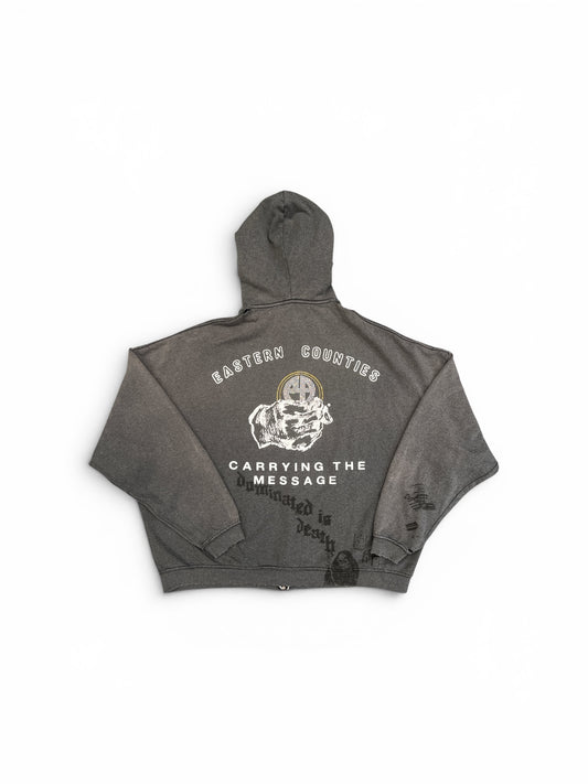 PALY CARRYING THE MESSAGE ZIP HOODIE VINTAGE BLACK