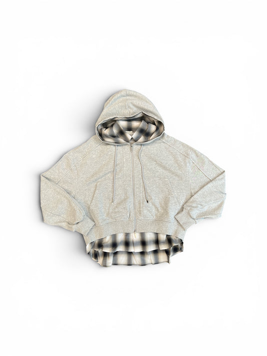 FENG CHEN WANG 2 IN 1 ZIP HOODIE WITH CHECK SHIRT GREY