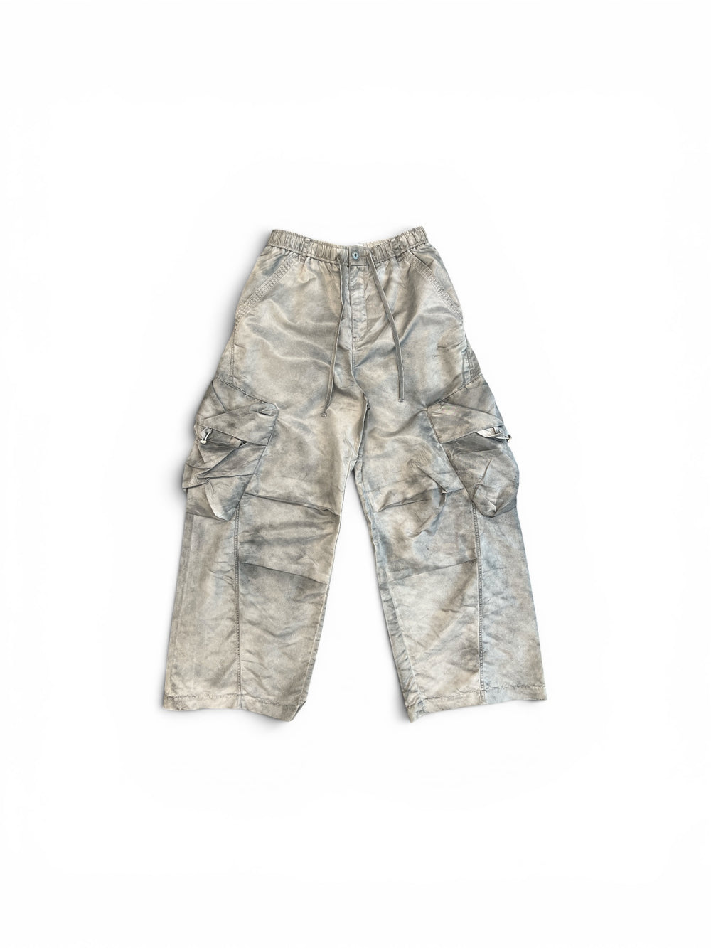 FENG CHEN WANG SANDWASHED NYLON CARGO PANTS GREY