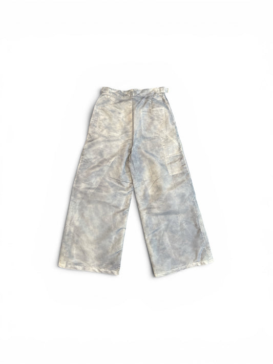 FENG CHEN WANG CARGO TROUSERS IN SPRAY PAINTED NYLON BLUE (TR05)