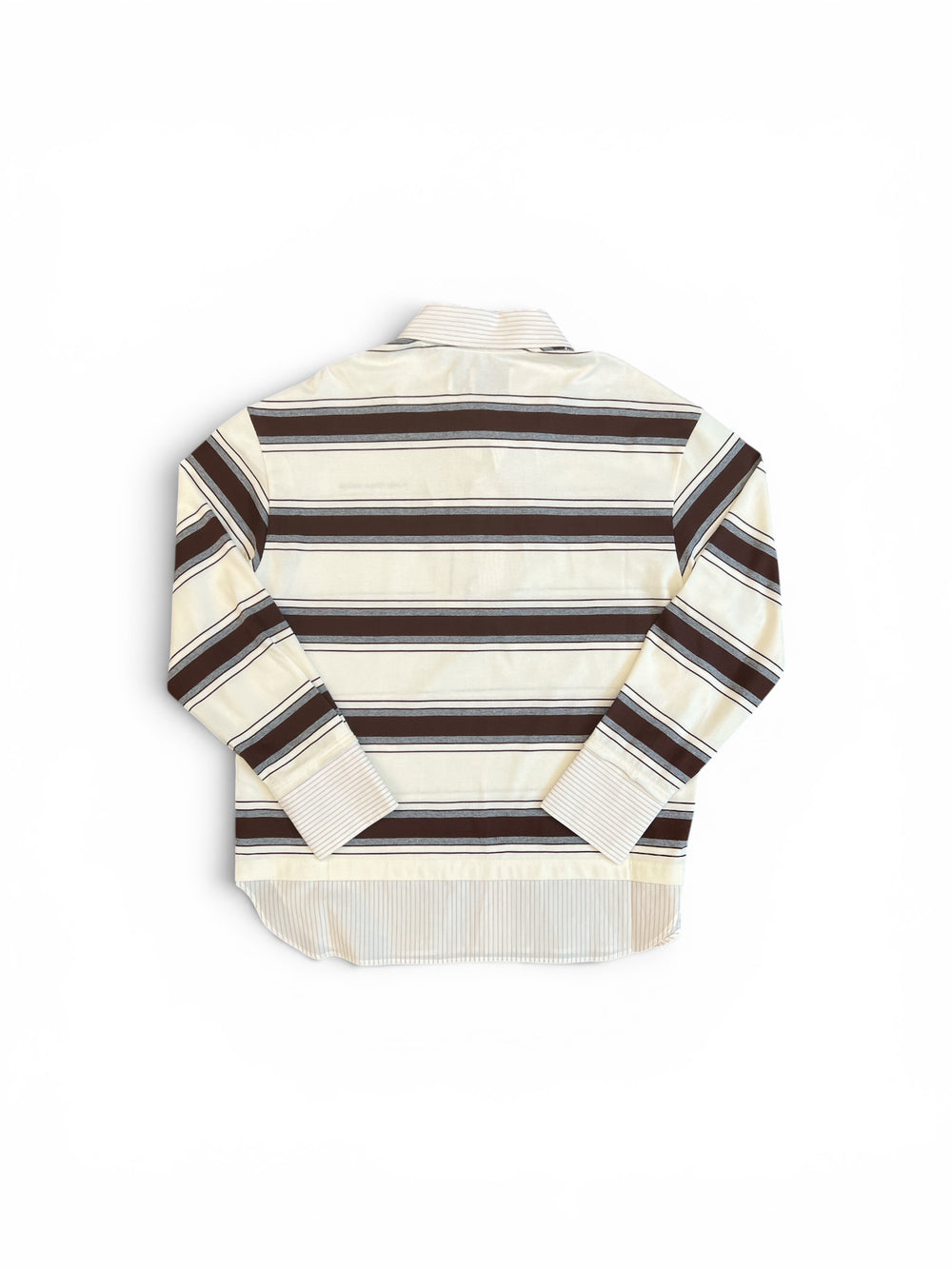 FENG CHEN WANG DECONSTRUCTED LONG SLEEVE POLO BROWN + WHITE