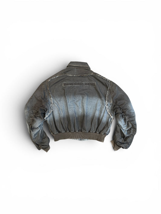 FENG CHEN WANG INDIGO GRADIENT DENIM JACKET BLUE-BLACK