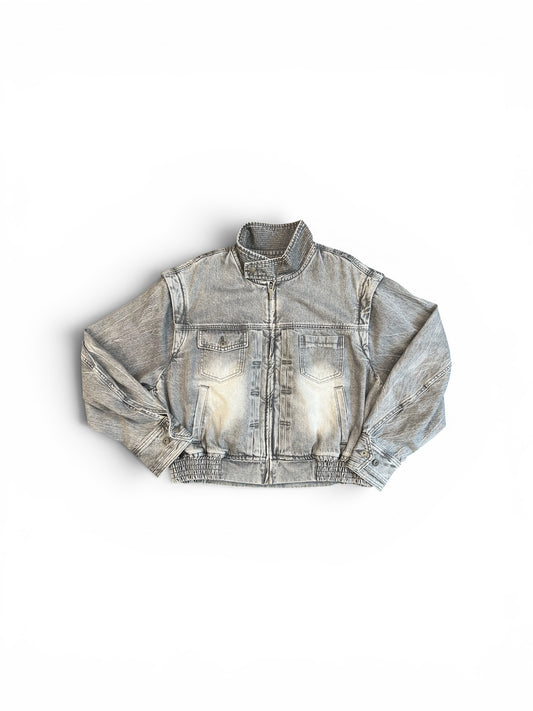 FENG CHEN WANG DECONSTRUCTED DENIM JACKET GREY