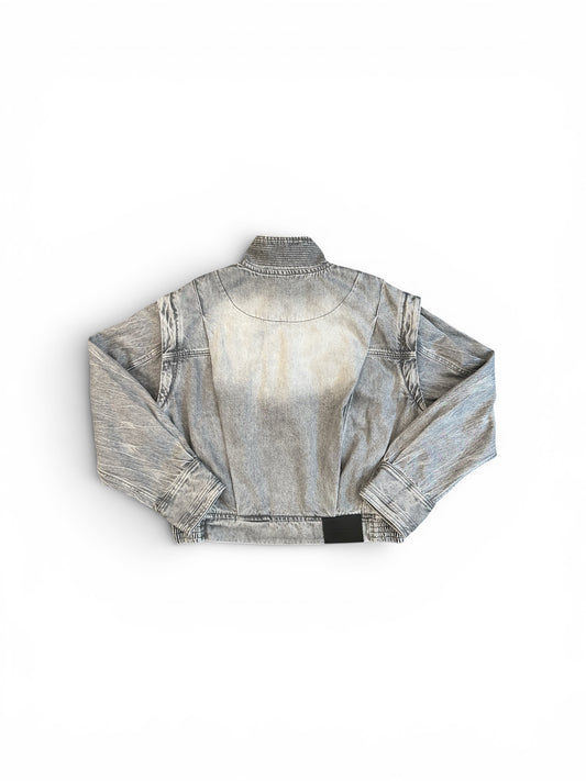 FENG CHEN WANG DECONSTRUCTED DENIM JACKET GREY