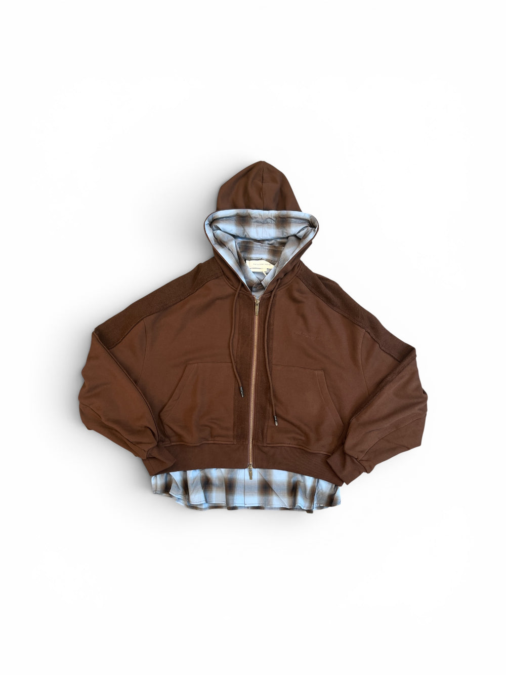 FENG CHEN WANG 2 IN 1 ZIP HOODIE SHIRT BROWN