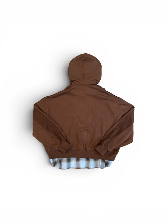 FENG CHEN WANG 2 IN 1 ZIP HOODIE SHIRT BROWN
