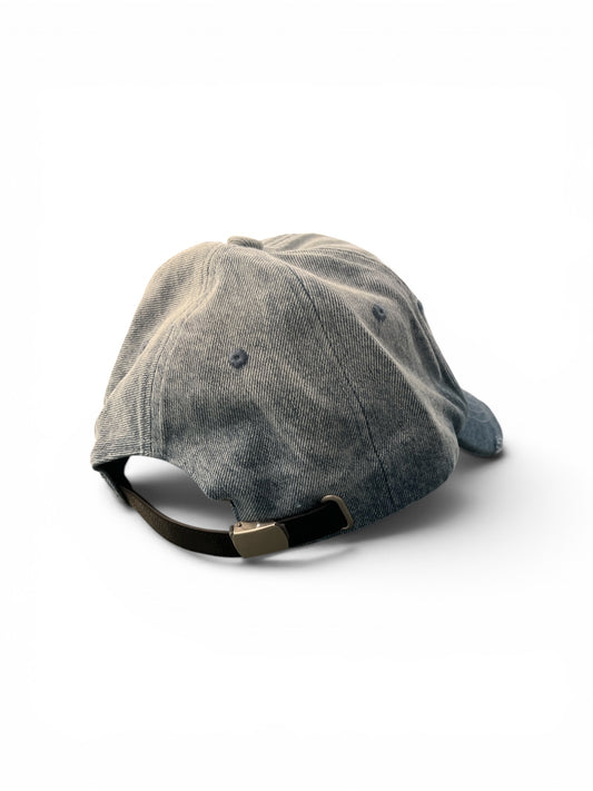 FENG CHEN WANG BLUE DENIM WASHED PRINTED BASEBALL CAP BLUE