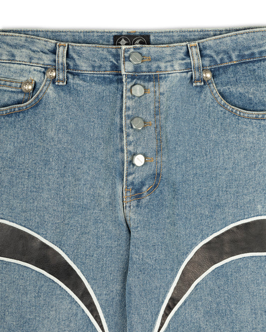 Thug Club TC Leather Washing Denim Pants Blue/Black