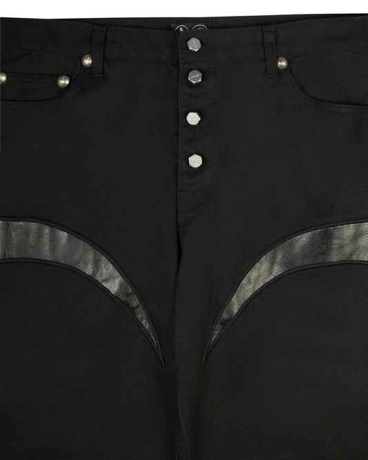 Thug Club TC Leather Washing Denim Pants Black