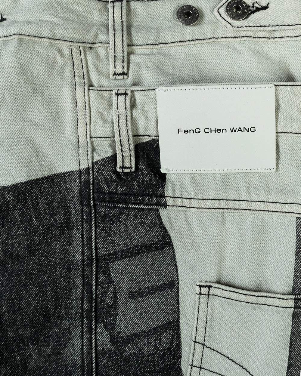 Feng Chen Wang Denim Deconstructed Printed Pants Grey