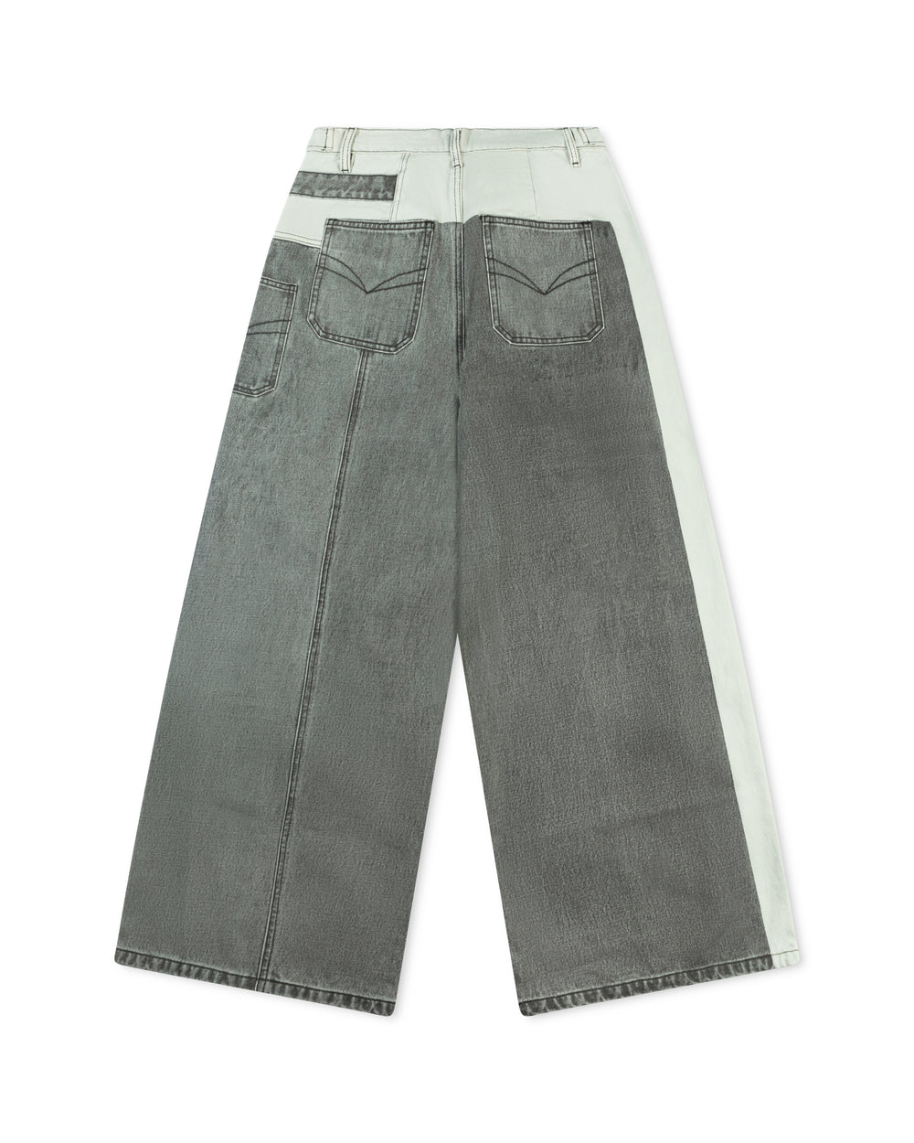 Feng Chen Wang Denim Deconstructed Printed Pants Grey