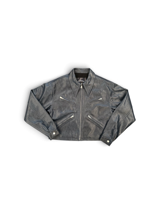 SEKRIT LEATHER X JACKET DEEP BLUE